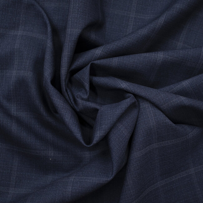 Carnet - 100% wool blue overcheck Super 130's