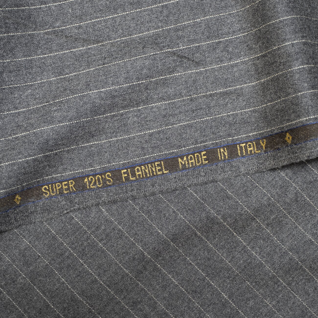 Super 120's Flannel light grey with pinstripes