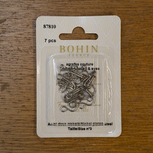 Standard hook&eyes BOHIN n°3, blister 7 pcs