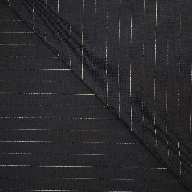 FINTES - Super 150's grey with pinstripes beige