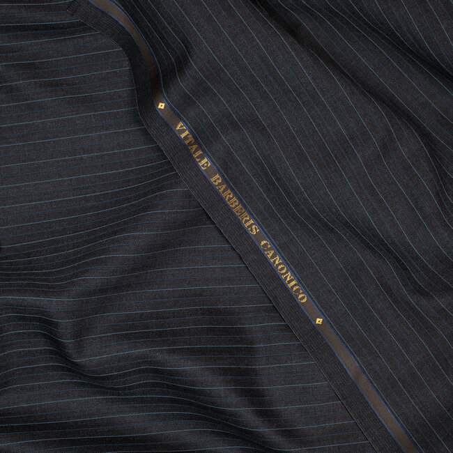 Perennial - Super 110's dark grey pinstripes blue and light blue