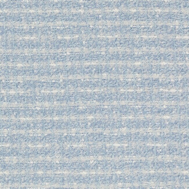 Sky blue tweed with white threads forming an irregular grid. Fresh appearance.