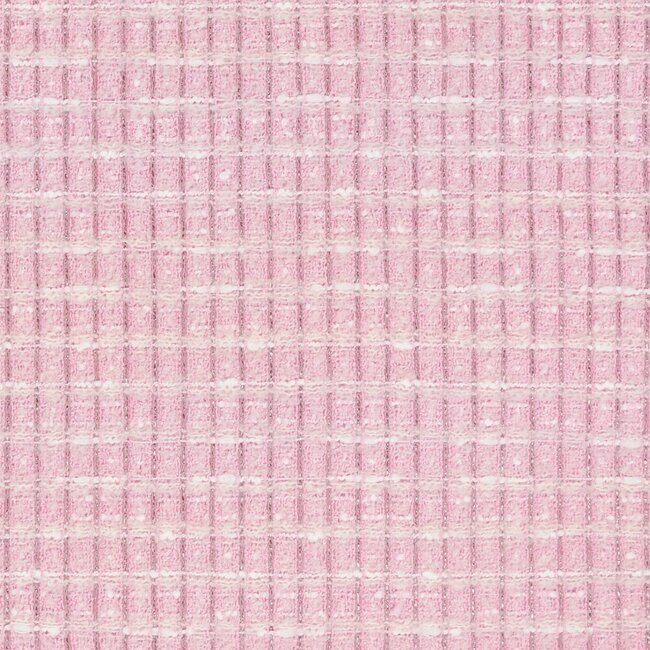 Pale pink and white tweed with a grid pattern, offering a romantic and soft look.