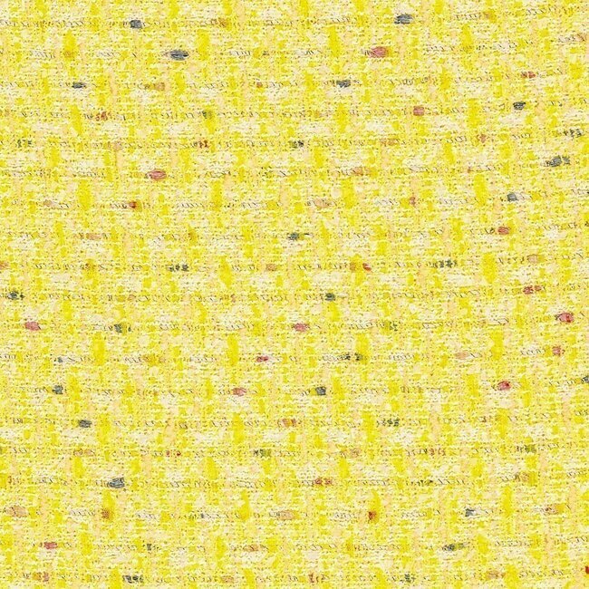 Bright yellow tweed with off-white touches. Dense texture evoking a boucle effect.