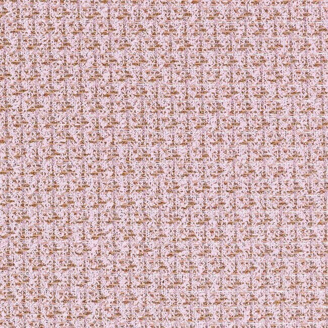 Powder pink tweed enhanced with golden threads. Bright and feminine weave.