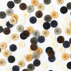 Black Trousers buttons 4 holes in Corozo nut 15mm - Reference lentco15/noir