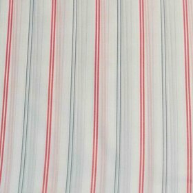 Sleeve lining - red, blue stripe on ecru