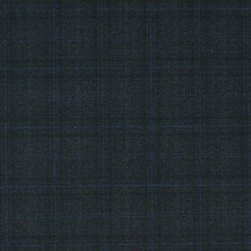 Carnet - Super 130's winter wool blue grey checked pattern