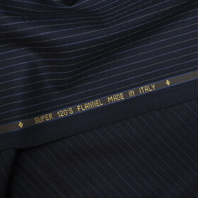 Super 120's flannel blue in pinstripes grey and blue/purple