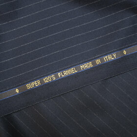 Flannel super 120's navy with pinstripes