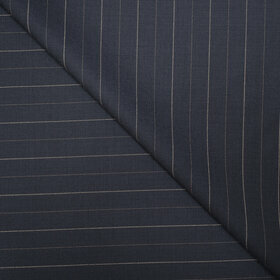 FINTES - Super 150's blue with pinstripes beige