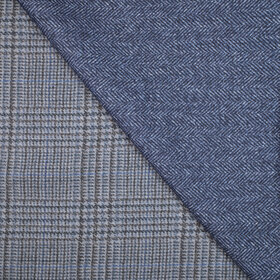 Carnet - 100% wool double-sided herringbone and prince of Wales blue
