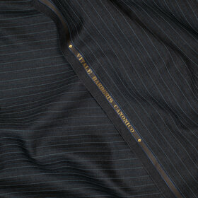 Perennial - Super 110's dark grey pinstripes blue and light blue