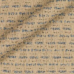 Light beige tweed highlighted with gold threads and hints of blue denim. Luxurious effect.