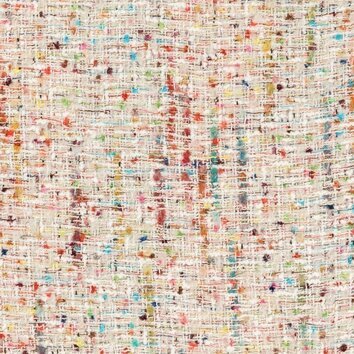 Thick white tweed with multicolored touches and metallic reflections. Luxurious texture.