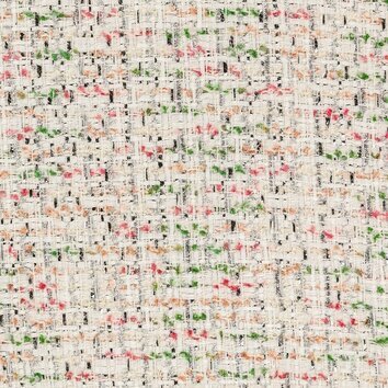 Snow white tweed sprinkled with silver threads. Sophisticated and luminous finish.