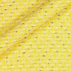 Bright yellow tweed with off-white touches. Dense texture evoking a boucle effect.