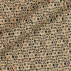 Neutral beige tweed enhanced with blue touches and discreet metallic fibres.