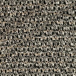 Contrasting black and white tweed with a graphic weave and discreet metallic reflections.