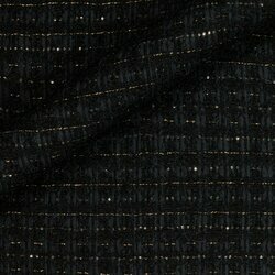 Black tweed with a tight weave and subtle metallic reflections. Uniform surface.