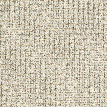 Elegant white and gold tweed, a refined blend for sophisticated outfits.